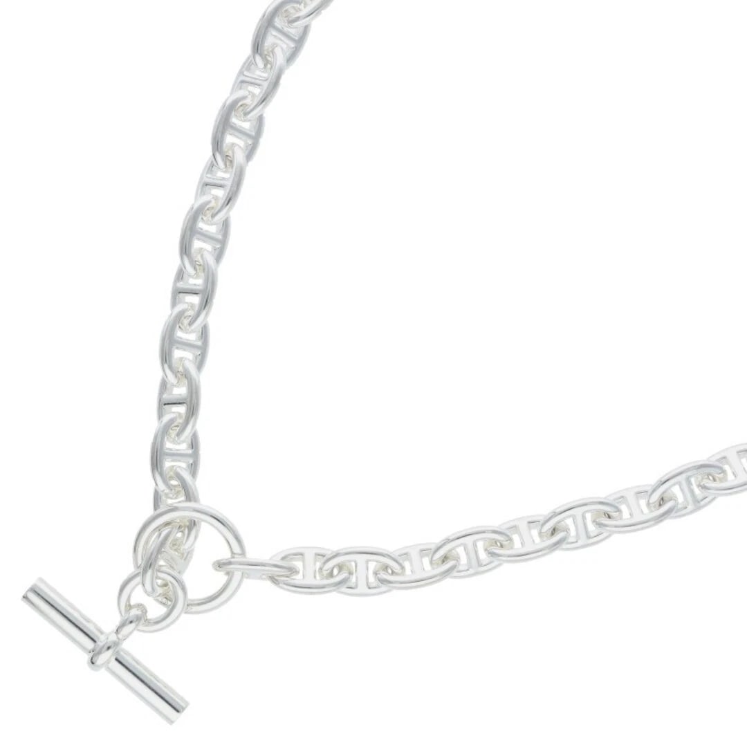 HERMES CHAINE D'ANCRE SHEINE DUNK SILVER CHOKER NECKLACE: Hermes Chaine d'Ancre Sheine Dunk Silver Choker Necklace Brand: HERMÈS Type/Style: Necklace Material: 925 Color: Silver Size: Length 40.5cm Accessories: None Accessories Notice: When purch