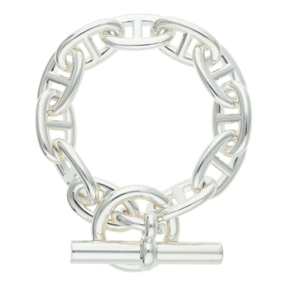 HERMES CHAINE D'ANCRE TGM SHEINE ANKLE SILVER BRACELET: Hermes Chaine d'Ancre TGM Sheine Ankle Silver Bracelet Brand: HERMÈS Type/Style: Bracelet Material: 925 Color: Silver Size: Length 21.5cm Accessories: None Accessories Notice: When purchas