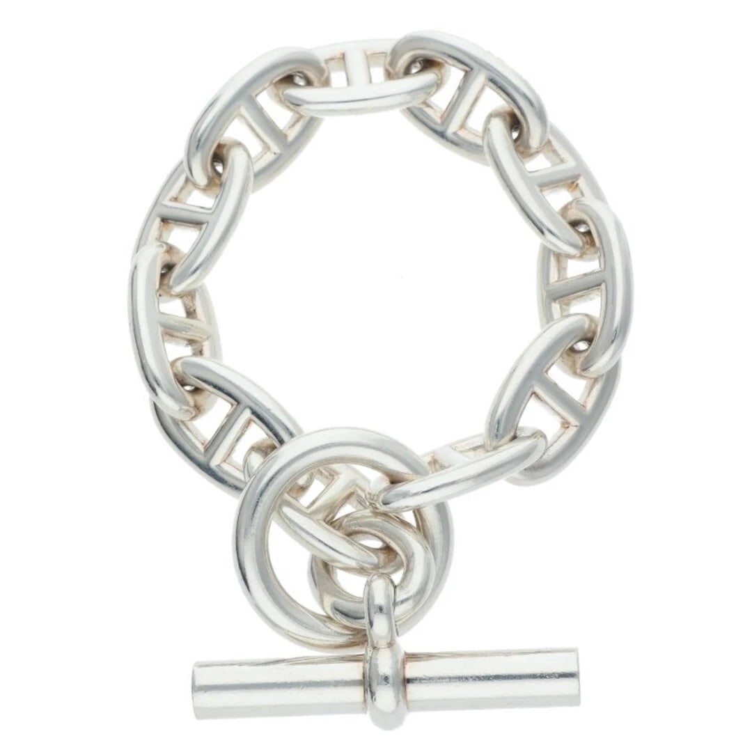 HERMES CHAINE D'ANCRE TGM SHEINE ANKLE SILVER BRACELET: Hermes Chaine d'Ancre TGM Sheine Ankle Silver Bracelet Brand: HERMÈS Type/Style: Bracelet Material: 925 Color: Silver Size: Length 22cm Accessories: None Accessories Notice: When purchasin