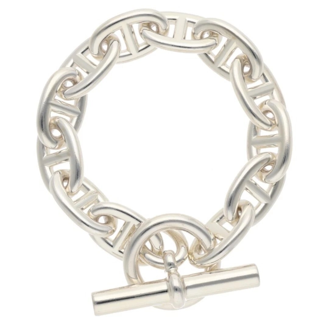 HERMES CHAINE D'ANCRE TGM SHEINE ANKLE SILVER BRACELET: Hermes Chaine d'Ancre TGM Sheine Ankle Silver Bracelet Brand: HERMÈS Type/Style: Bracelet Material: 925 Color: Silver Size: Length 23cm Accessories: None Accessories Notice: When purchasing