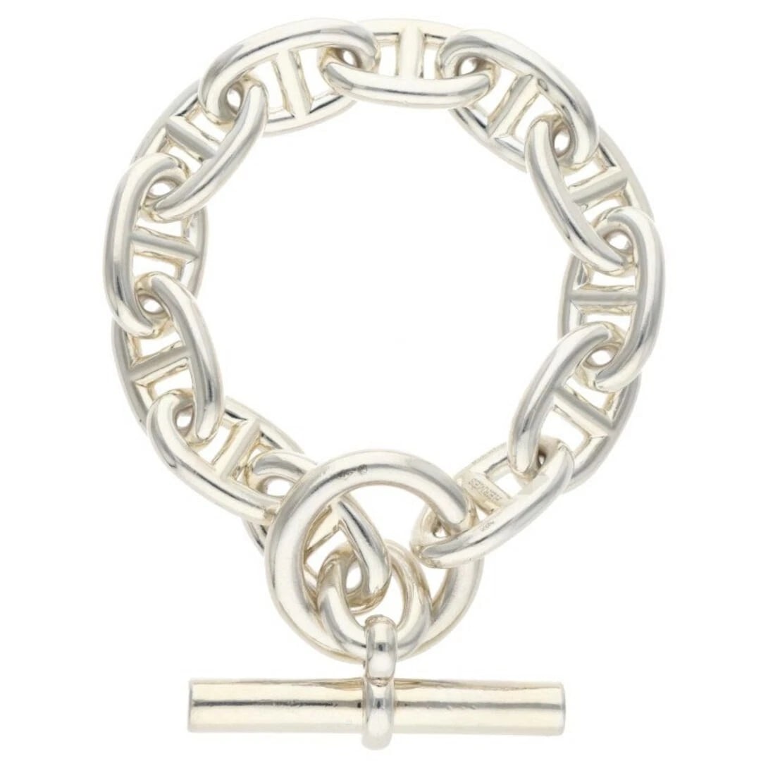 HERMES CHAINE D'ANCRE TGM SHEINE ANKLE SILVER BRACELET: Hermes Chaine d'Ancre TGM Sheine Ankle Silver Bracelet Brand: HERMÈS Type/Style: Bracelet Material: 925 Color: Silver Size: Length 23cm Accessories: None Accessories Notice: When purchasing