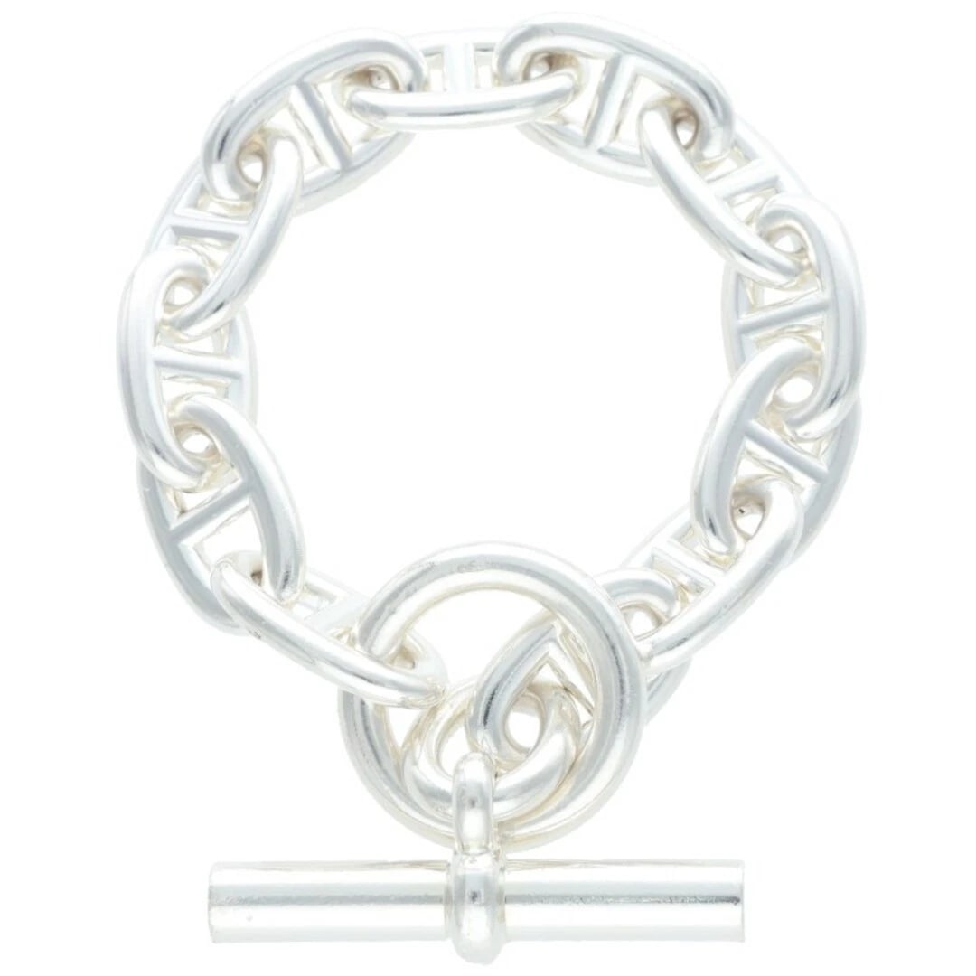 HERMES CHAINE D'ANCRE TGM SHEINE ANKLE SILVER BRACELET: Hermes Chaine d'Ancre TGM Sheine Ankle Silver Bracelet Brand: HERMÈS Type/Style: Bracelet Material: 925 Color: Silver Size: Length 23cm Accessories: None Accessories Notice: When purchasing
