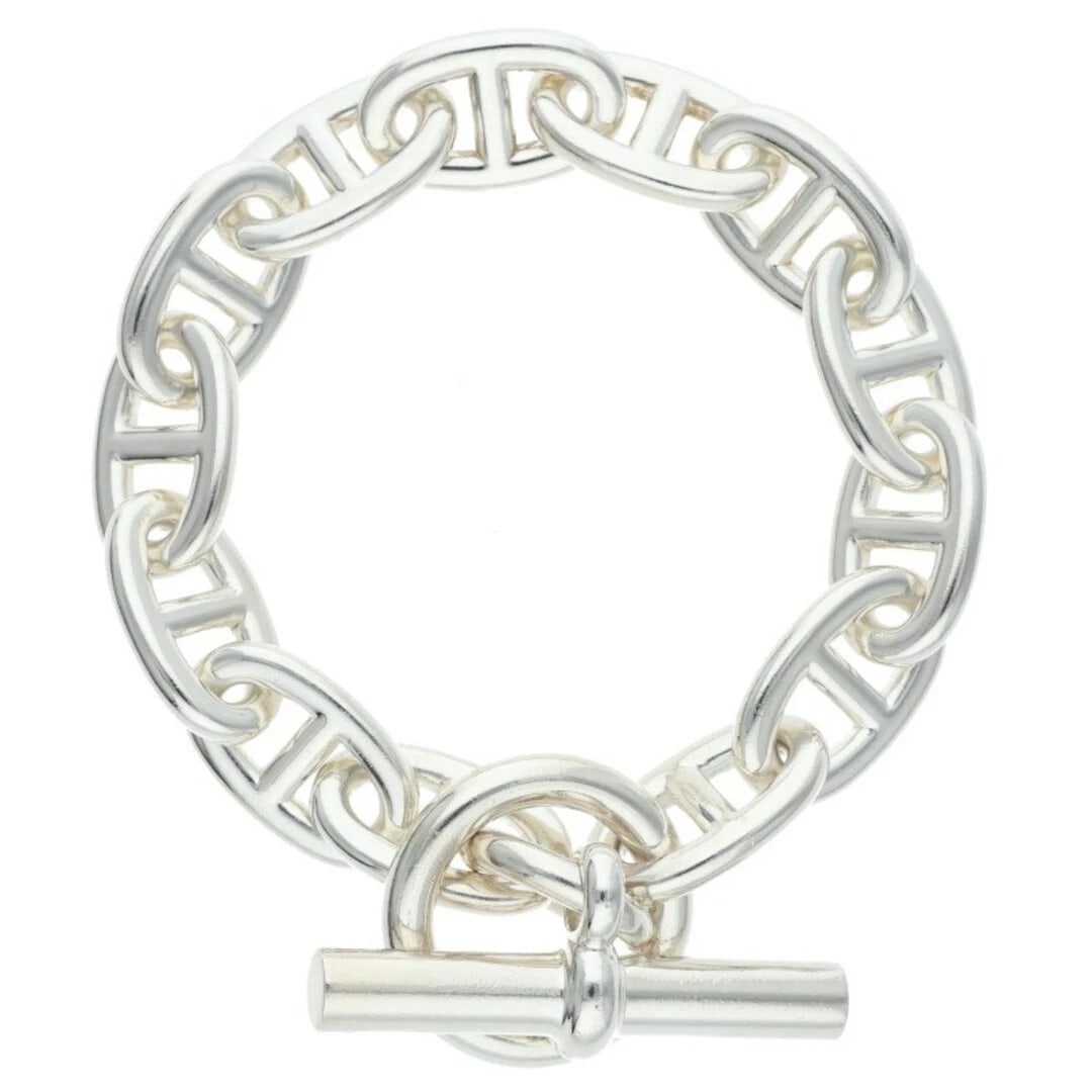 HERMES CHAINE D'ANCRE TGM SHEINE ANKLE SILVER BRACELET: Hermes Chaine d'Ancre TGM Sheine Ankle Silver Bracelet Brand: HERMÈS Type/Style: Bracelet Material: 925 Color: Silver Size: Length 26cm Accessories: None Accessories Notice: When purchasing