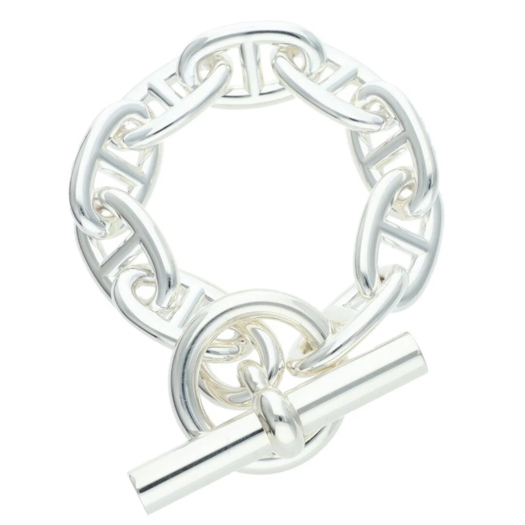 HERMES CHAINE D'ANCRE TGM SHEINE ANKLE SILVER BRACELET: Hermes Chaine d'Ancre TGM Sheine Ankle Silver Bracelet Brand: HERMÈS Type/Style: Bracelet Material: 925 Color: Silver Size: Length 18.5cm Accessories: None Accessories Notice: When purchasing