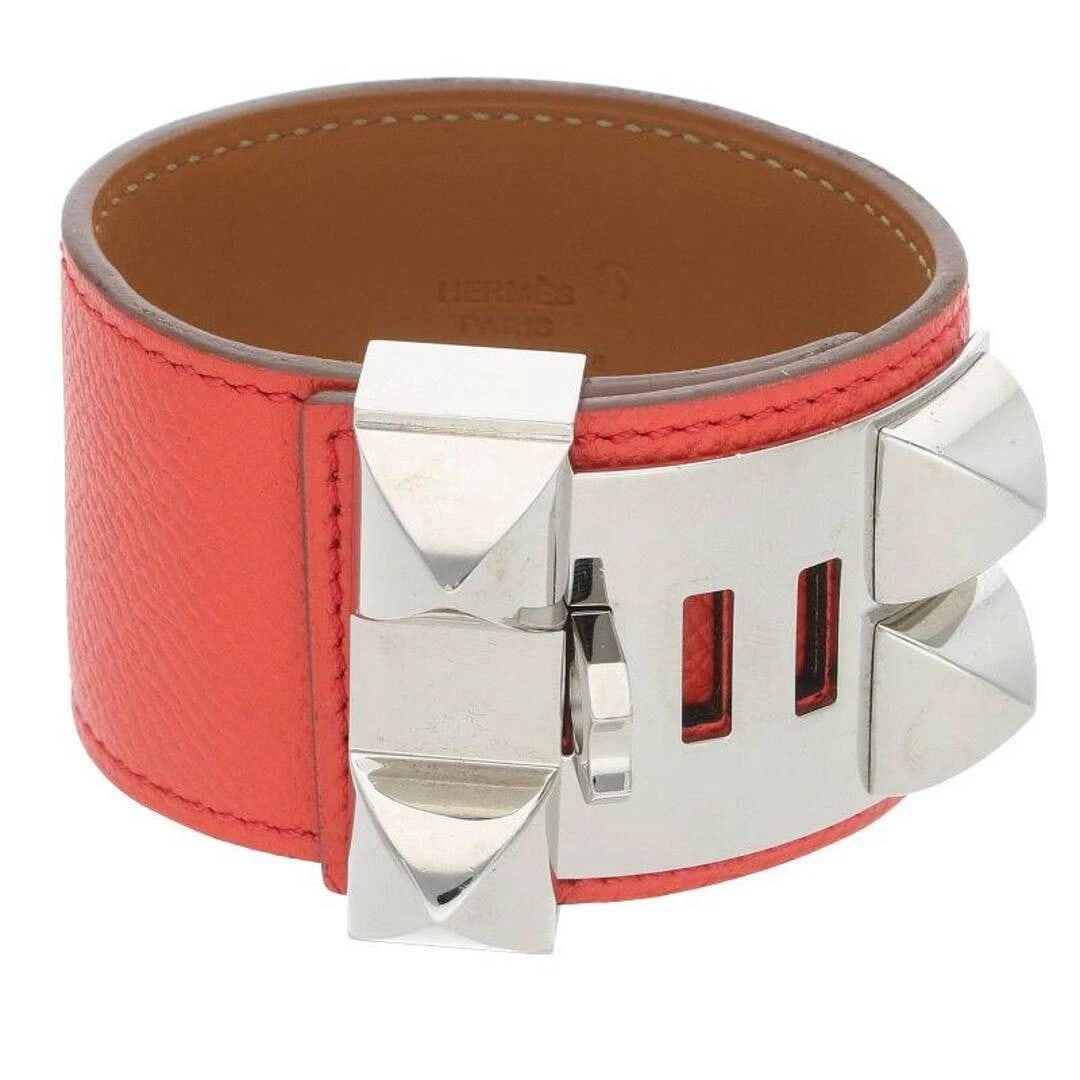 HERMES COLLIER DE CHIEN T ENGRAVED SV HARDWARE LEATHER BRACELET (1 of 3)
