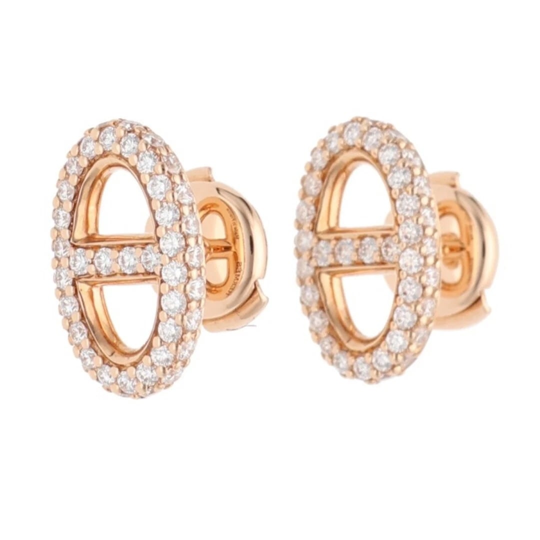 HERMES FALANDALL K18PG DIAMOND EARRINGS: Hermes Falandall K18PG Diamond Earrings Brand: HERMÈS Type/Style: Earrings Material: 925 Color: pink gold Size: none Accessories: None Accessories Notice: When purchasing pre-owned goods, please