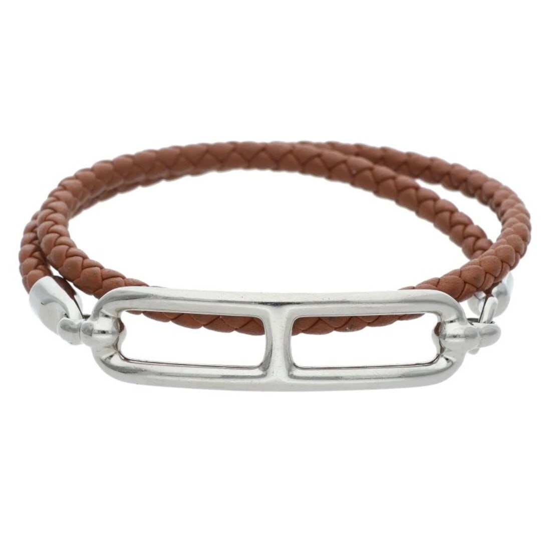 HERMES LURI DOUBLE TOUR BRAIDED LEATHER BRACELET: Hermes Luri Double Tour Braided Leather Bracelet Brand: HERMÈS Type/Style: Bracelet Material: none Color: Brown Size: wrist around 15.5cm Accessories: None Accessories Notice: When purchasing