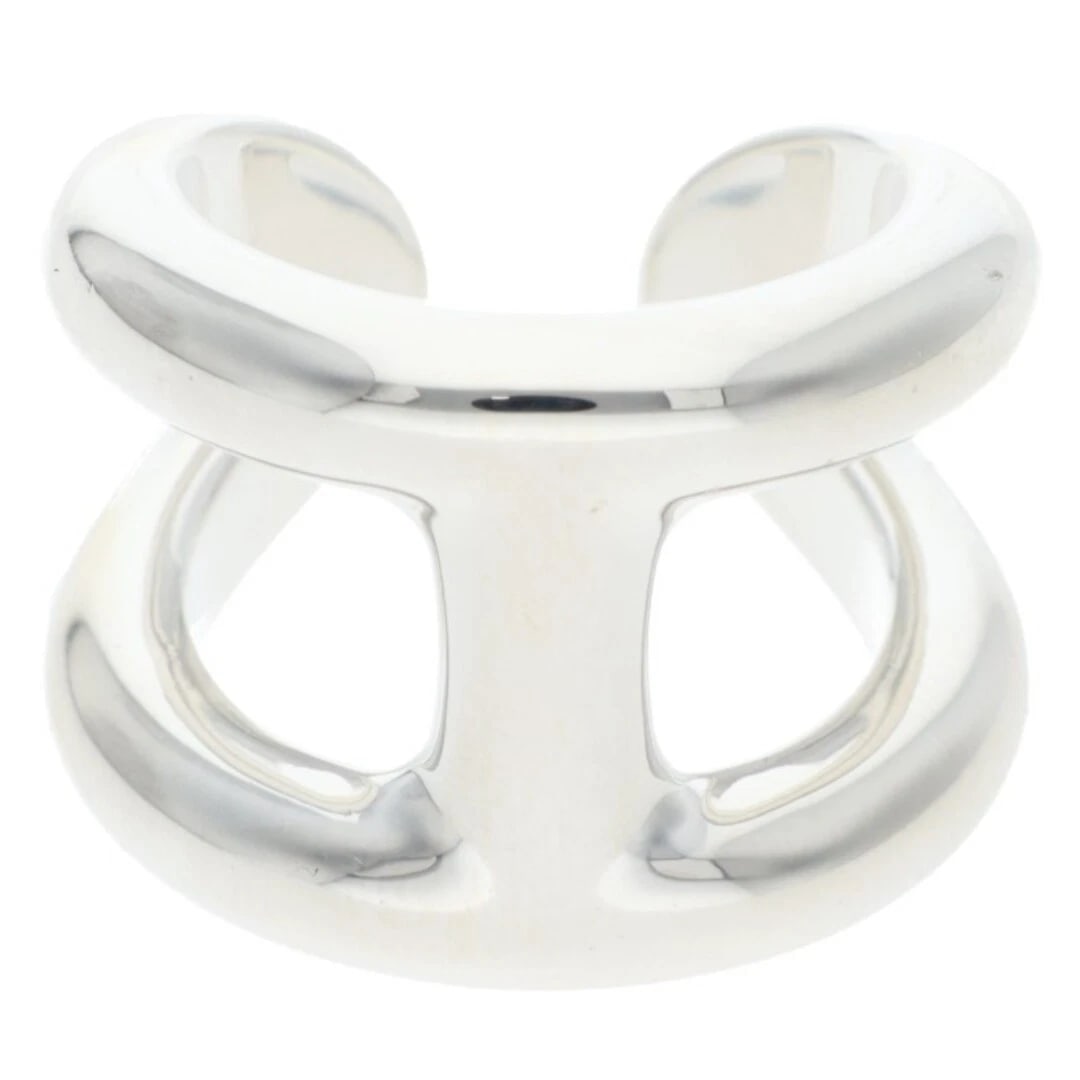 HERMES OSMOSE GM OSMOS SILVER RING: Hermes Osmose GM Osmos Silver Ring Brand: HERMÈS Type/Style: Ring Material: 925 Color: Silver Size: 4.75 - 5 US Accessories: None Accessories Notice: When purchasing pre-owned goods, please refer to