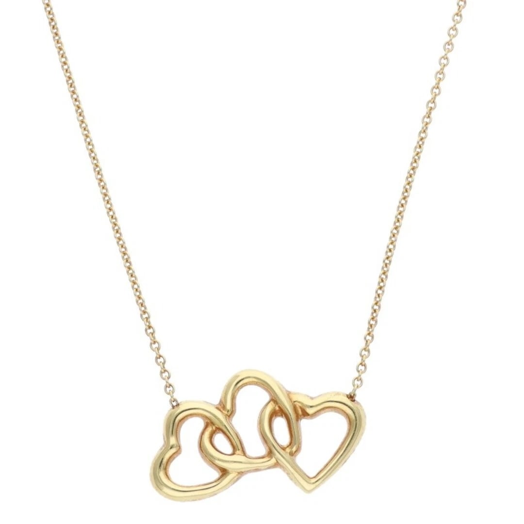 TIFFANY & CO. K18YG TRIPLE OPEN HEART GOLD NECKLACE: Tiffany & Co. K18YG Triple Open Heart Gold Necklace Brand: Tiffany & Co. Type/Style: Necklace Material: K18YG Color: YG Size: chain length 41cm Accessories: None Accessories Notice: When p