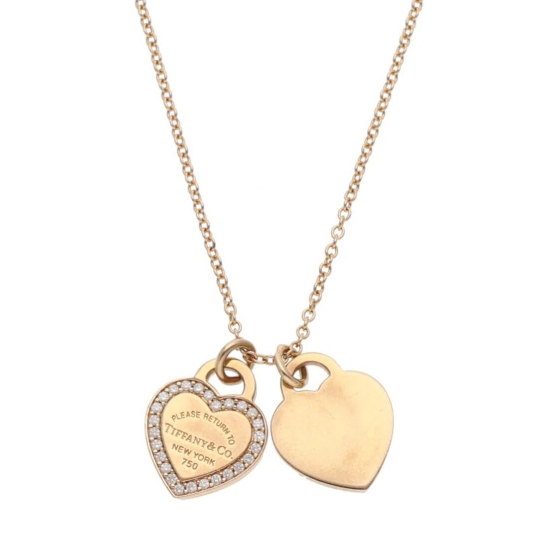 TIFFANY RETURN TO DOUBLE HEART K18PG DIAMOND NECKLACE (1 of 4)