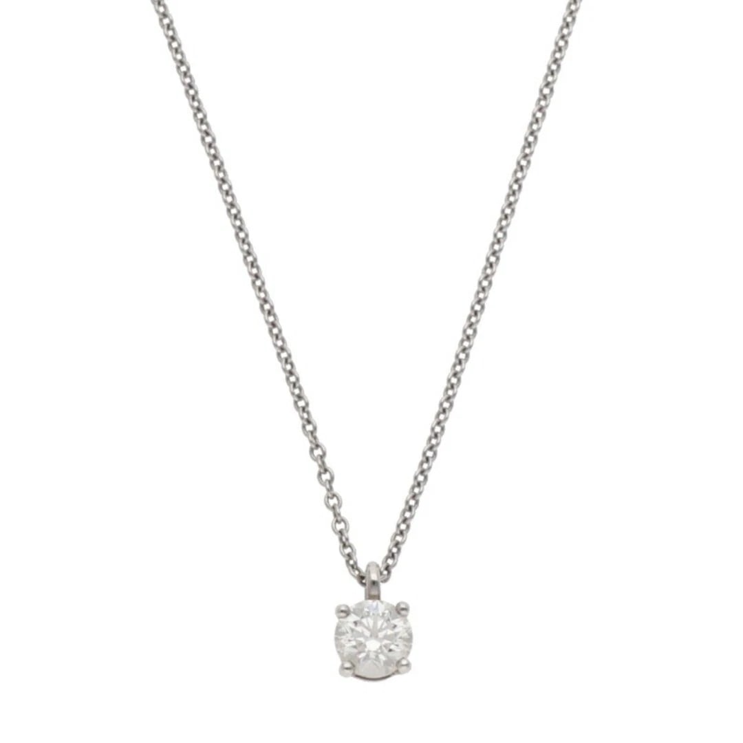 TIFFANY SOLITAIRE PLATINUM DIAMOND NECKLACE MEN'S: Tiffany Solitaire Platinum Diamond Necklace Men's Brand: Tiffany & Co. Type/Style: Necklace Material: 950 Color: Silver Size: chain length 41cm Accessories: None Accessories Notice: When p