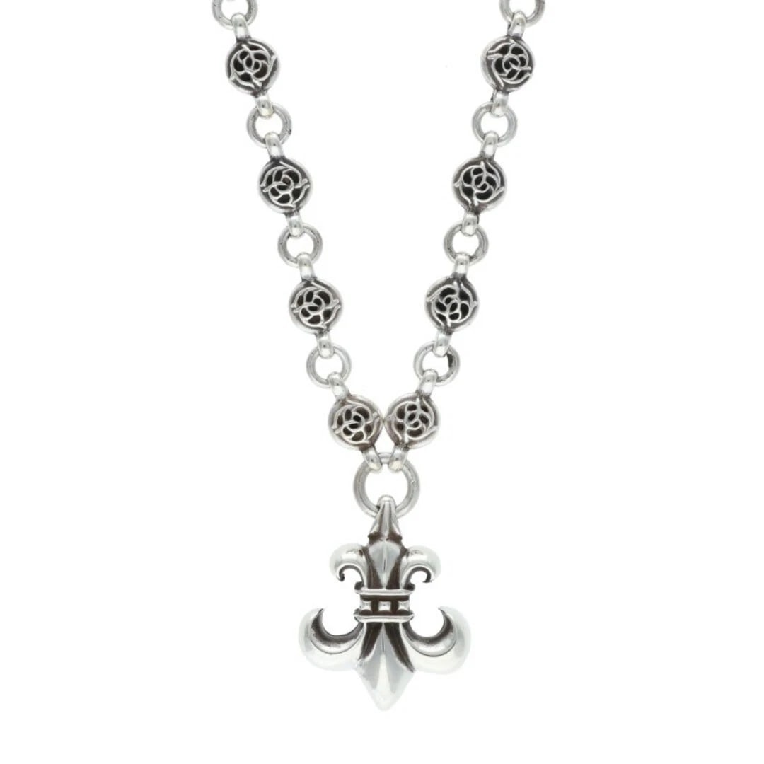 CHROME HEARTS FLRLBL CHN BS FLUER FLORAL BALL CHAIN F SILVER NECKLACE: Chrome Hearts FLRLBL CHN BS FLUER FLORAL Ball Chain F Silver Necklace Brand: Chrome Hearts Type/Style: Necklace Material: 925 Color: Silver Size: chain length 52cm Accessories: None Access