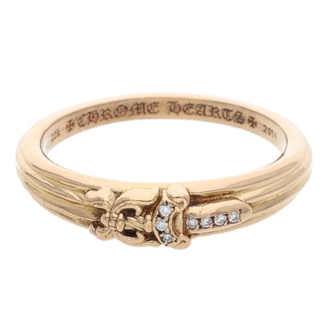 CHROME HEARTS 22K BABY CLSC P D CLASSIC DAGGER PAVE DIAMOND GOLD RING: Chrome Hearts 22k Baby CLSC P D Classic Dagger Pave Diamond Gold Ring Brand: Chrome Hearts Type/Style: Ring Material: 22K Color: YG Size: 11.5 - 11.75 Accessories: None Accessories Notice: