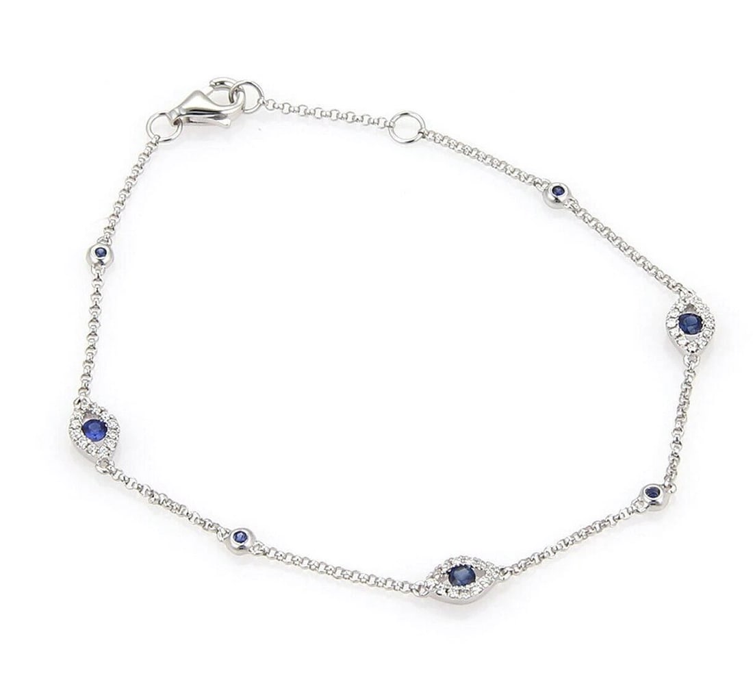 EVIL EYE 18K WHITE GOLD BLUE SAPPHIRE & DIAMONDS BRACELET (1 of 2)