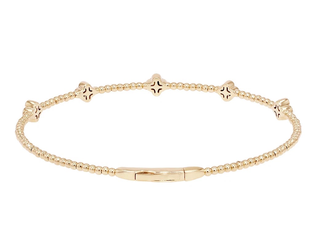 LEAF CLOVERDIAMOND BANGLE BRACELET - 3
