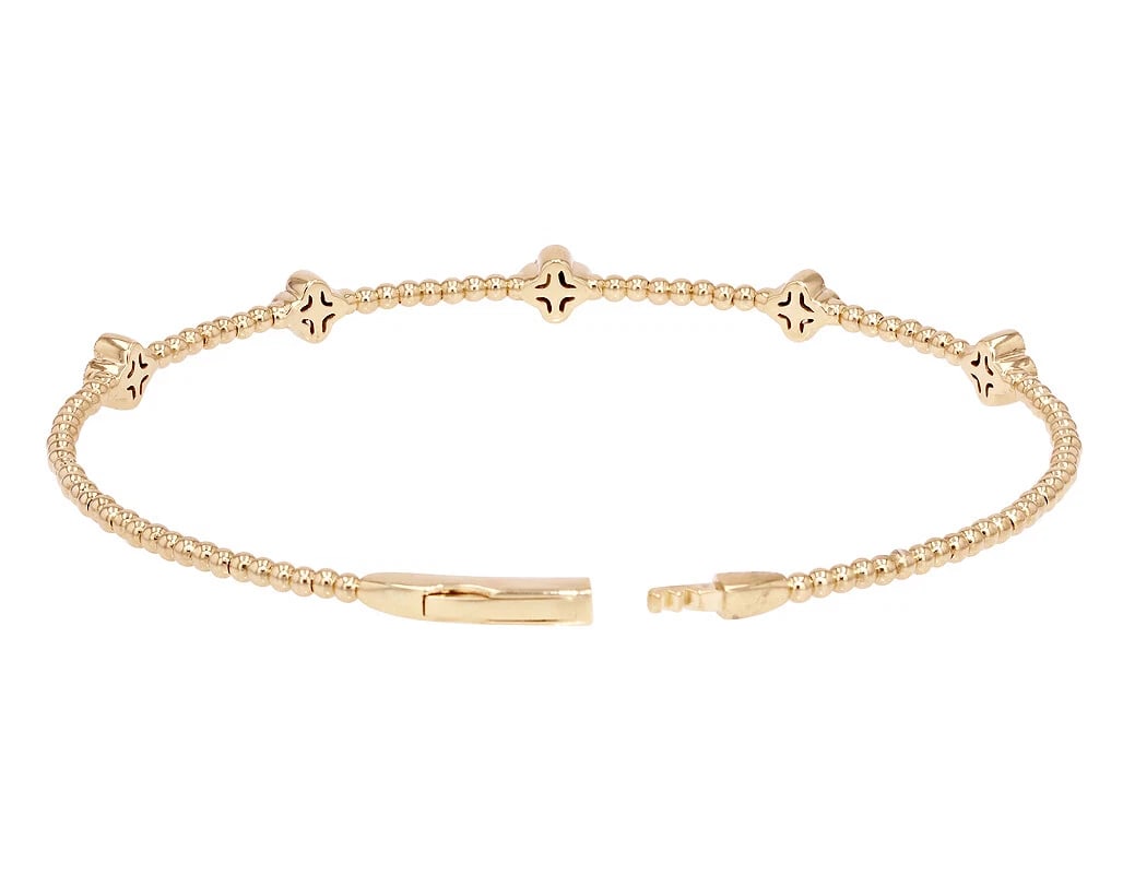 LEAF CLOVERDIAMOND BANGLE BRACELET - 4