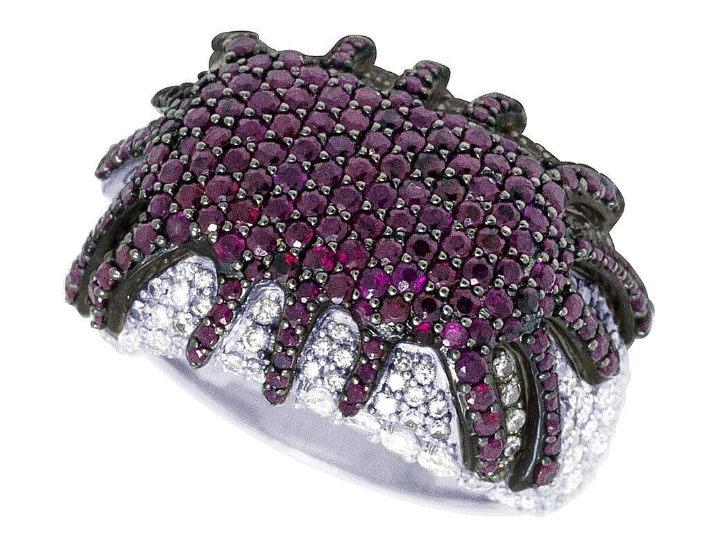 DIAMOND RUBY SPLATTER PINKY RING - 3