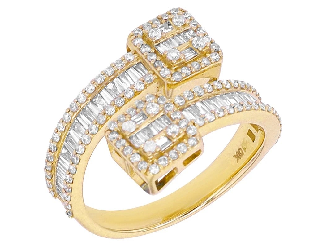 SQUARE BAGUETTEDIAMOND RING: Square BaguetteDiamond Ring Brand: None Type/Style: Ring Material: 10K Yellow Gold, Main Stone/Creation Natural Color: Yellow Gold Size: 7 Accessories: None Accessories Notice: When purchasing