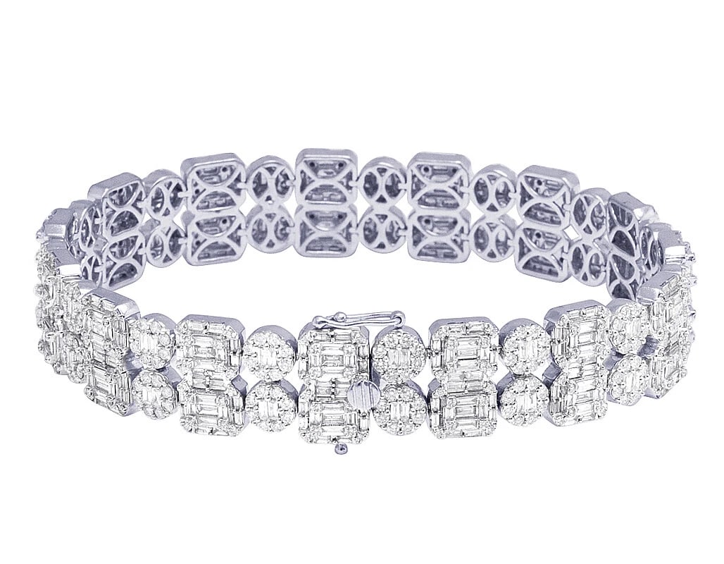 ROUND BAGUETTE CLUSTER DIAMOND BRACELET - 2