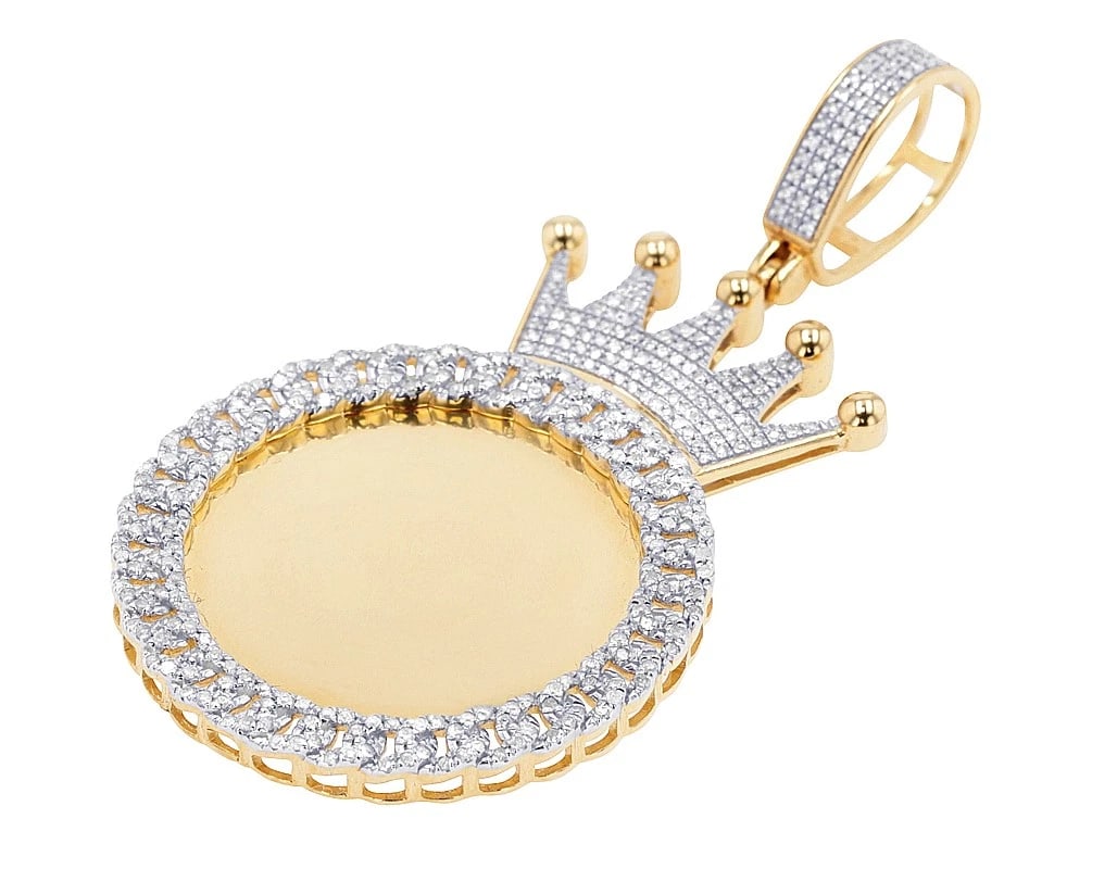 CROWN TOP DIAMOND ROUND MEMORY PENDANT - 2