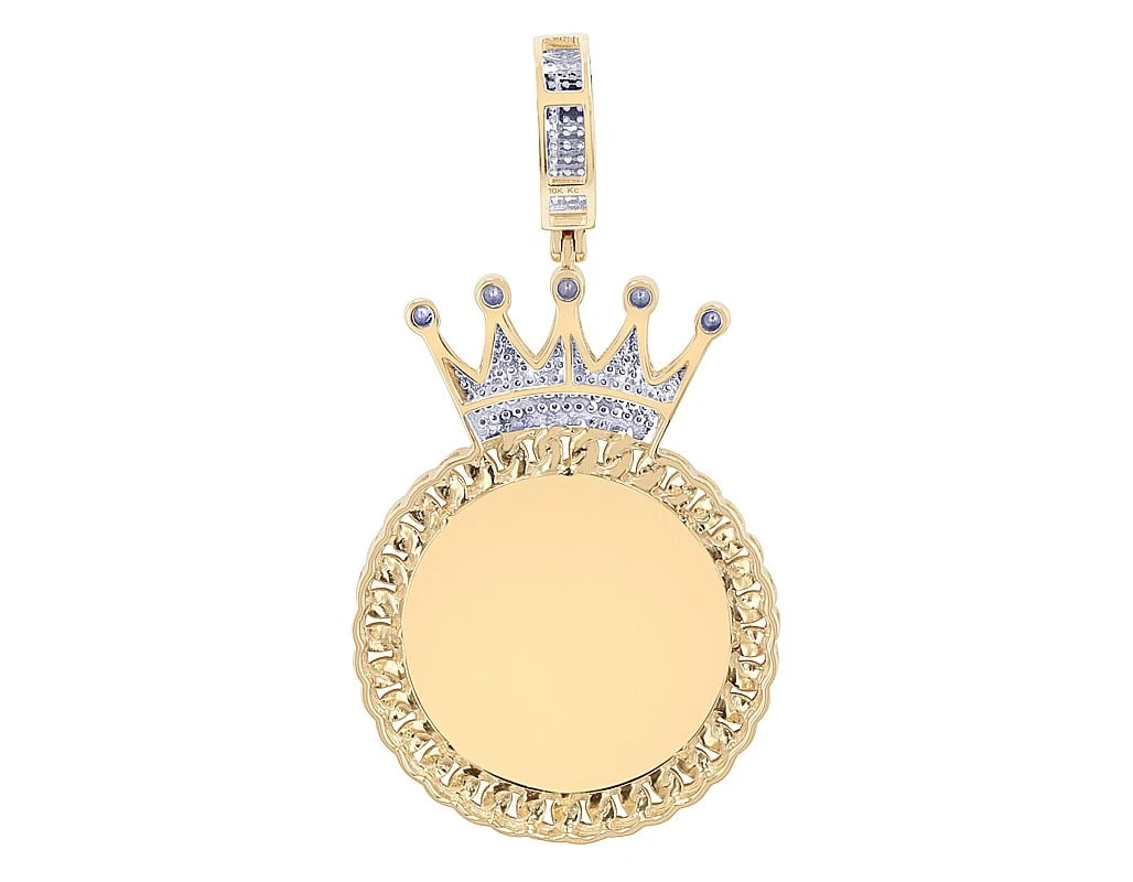 CROWN TOP DIAMOND ROUND MEMORY PENDANT - 3