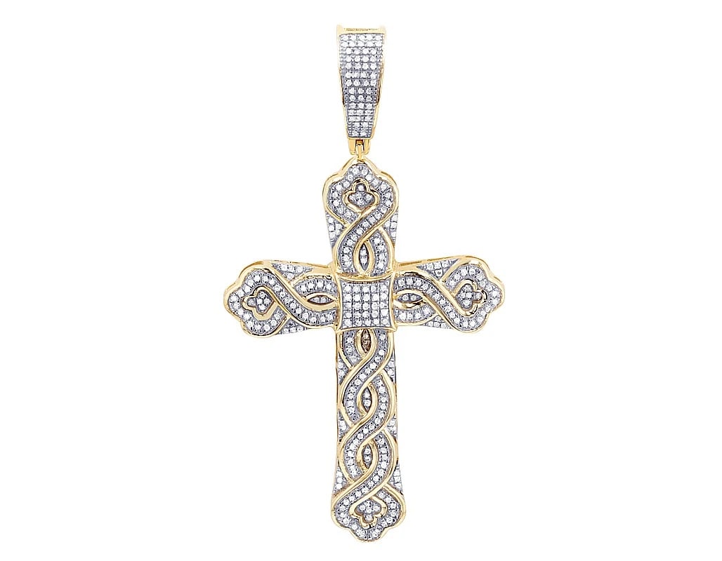 INFINITY DIAMOND CROSS PENDANT: Infinity Diamond Cross Pendant Brand: None Type/Style: Pendant Material: 10K White Gold, Main Stone/Creation Natural Color: Multi-Tone Size: Dimension L 2.5" , W 34.5MM Accessories: None A