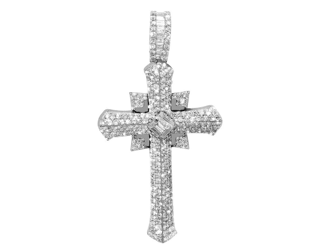 DESIGNER DIAMOND CROSS DIAMOND PENDANT: Designer Diamond Cross Diamond pendant Brand: None Type/Style: Necklace Material: 10k Multi-Tone Gold Color: Multi-Tone Gold Size: Dimension L1.5" x W1 Accessories: None Accessories Notice