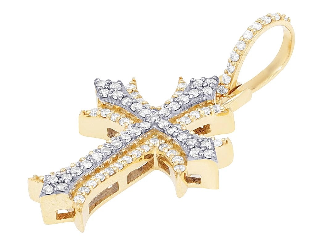 DOUBLE LAYER DIAMOND CROSS CHARM PENDANT - 2