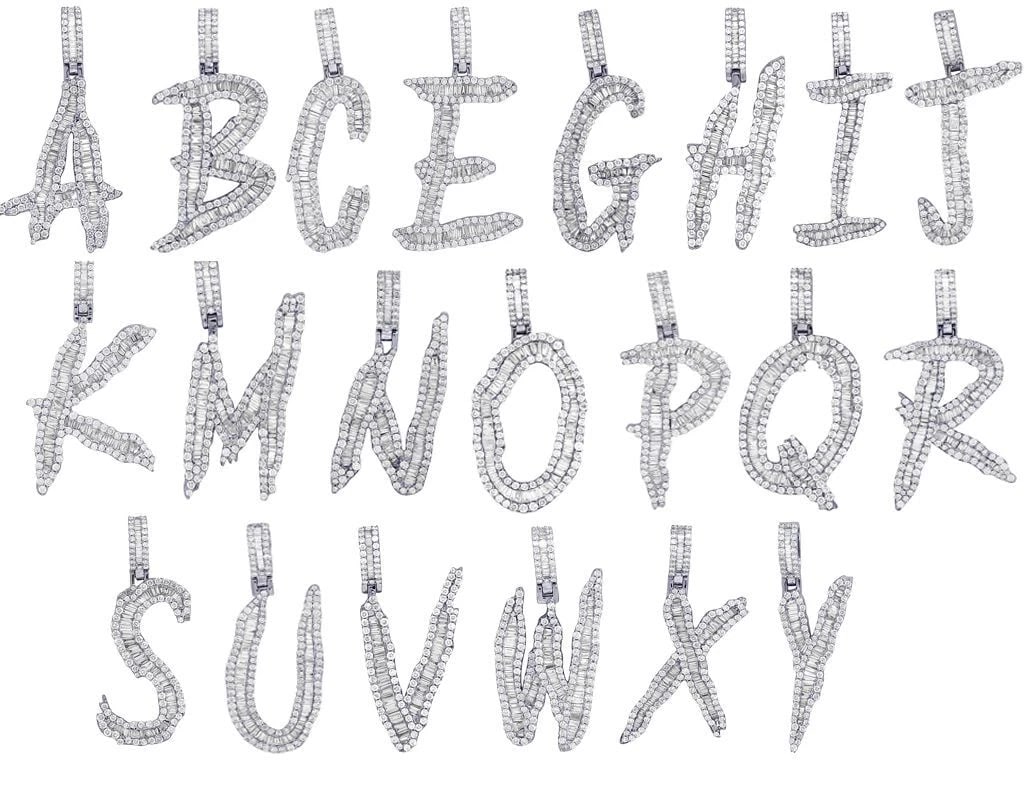 BAGUETTE DIAMOND LETTER INITIAL PENDANT: Baguette Diamond Letter Initial Pendant Brand: None Type/Style: Necklace Material: 10k White Gold Color: White Gold Size: Dimension 2 Accessories: None Accessories Notice: When purchasing
