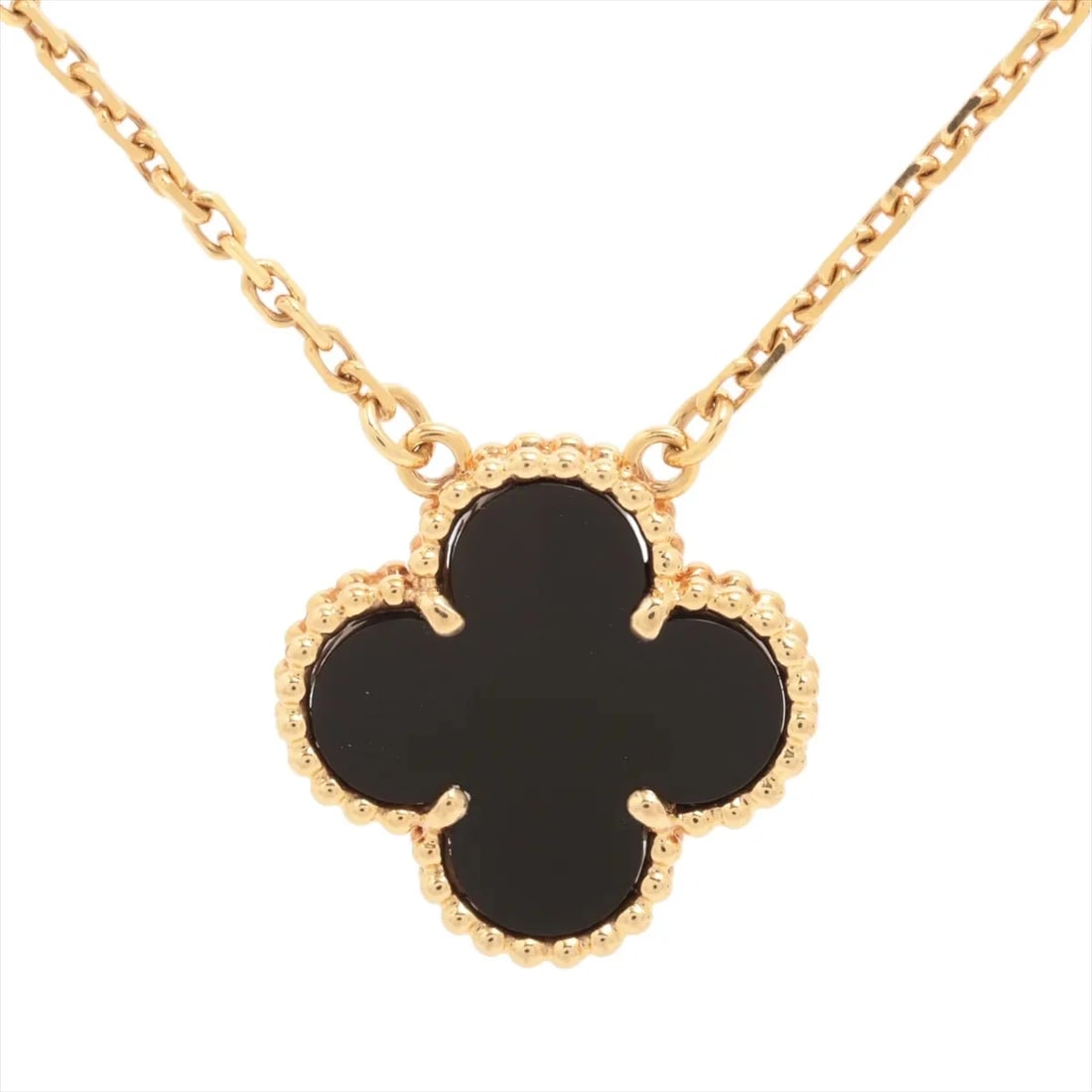 VAN CLEEF & ARPELS ALHAMBRA ONYX NECKLACE: Van Cleef & Arpels Alhambra Onyx Necklace Brand: Van Cleef & Arpels Type/Style: Necklace Material: 750(YG) Color: Yellow Gold Size: (CM) Chain length:42 (Inch) Chain Length:16.5inch Accessories: N