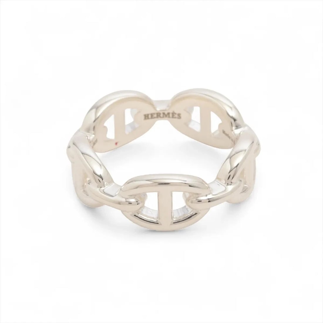 HERMES CHAINE D'ANCRE ENCHAINEE RING: Hermes Chaine d'Ancre Enchainee Ring Brand: Hermès Type/Style: Ring Material: 925 Color: Silver Size: 6 US Accessories: None Accessories Notice: When purchasing pre-owned goods, please refer to the