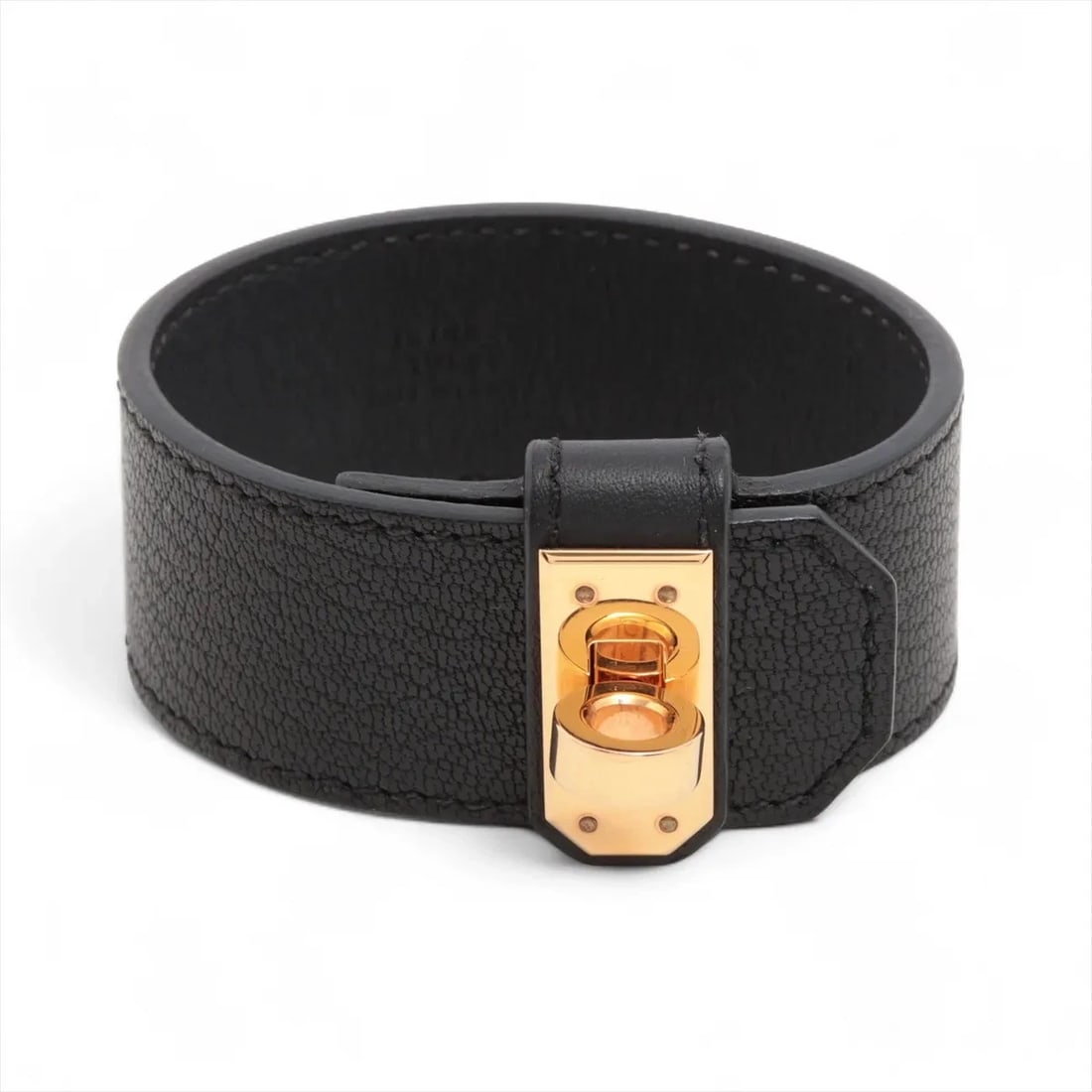 HERMES KELLY TWIST BRACELET LEATHER BLACK×GOLD: Hermes Kelly Twist Bracelet Leather Black×Gold Brand: Hermès Type/Style: Bracelet Material: GP & Leather Color: Black×Gold Size: (CM) Bracelet length:15.5 (Inch) Bracelet Length:6.1inch