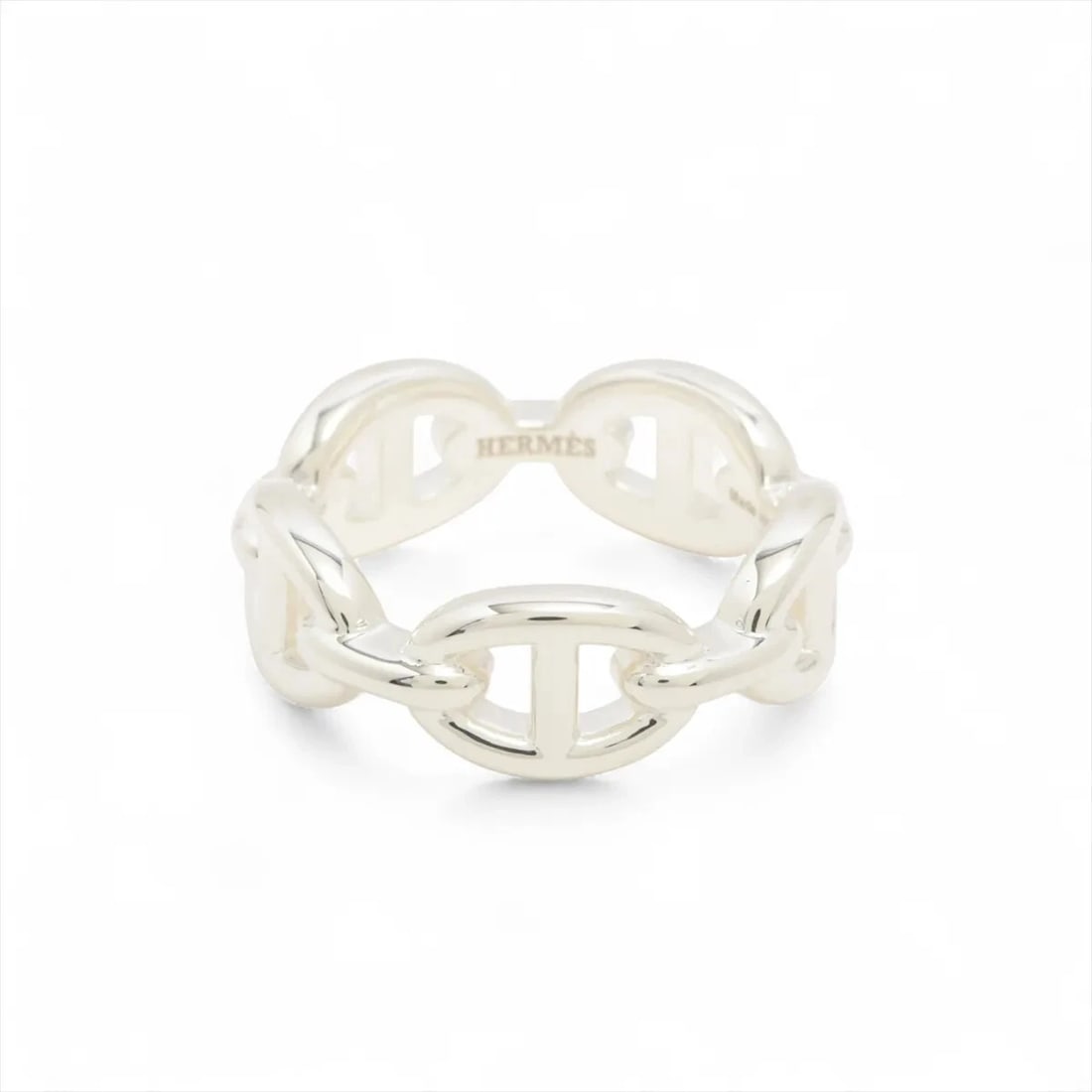 HERMES CHAINE D'ANCRE ENCHAINEE RING: Hermes Chaine d'Ancre Enchainee Ring Brand: Hermès Type/Style: Ring Material: 925 Color: Silver Size: 6 US Accessories: None Accessories Notice: When purchasing pre-owned goods, please refer to the