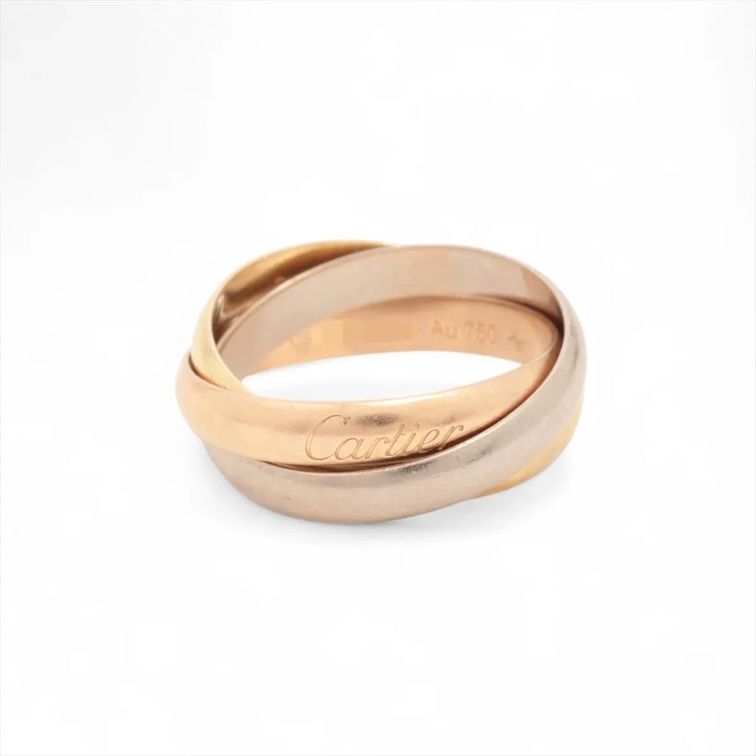 CARTIER TRINITY RING 750: Cartier Trinity Ring 750 Brand: Cartier Type/Style: Ring Material: 750(YG×PG×WG) Color: Not Specified Size: 3.75 US Accessories: None Accessories Notice: When purchasing pre-owned goods, please