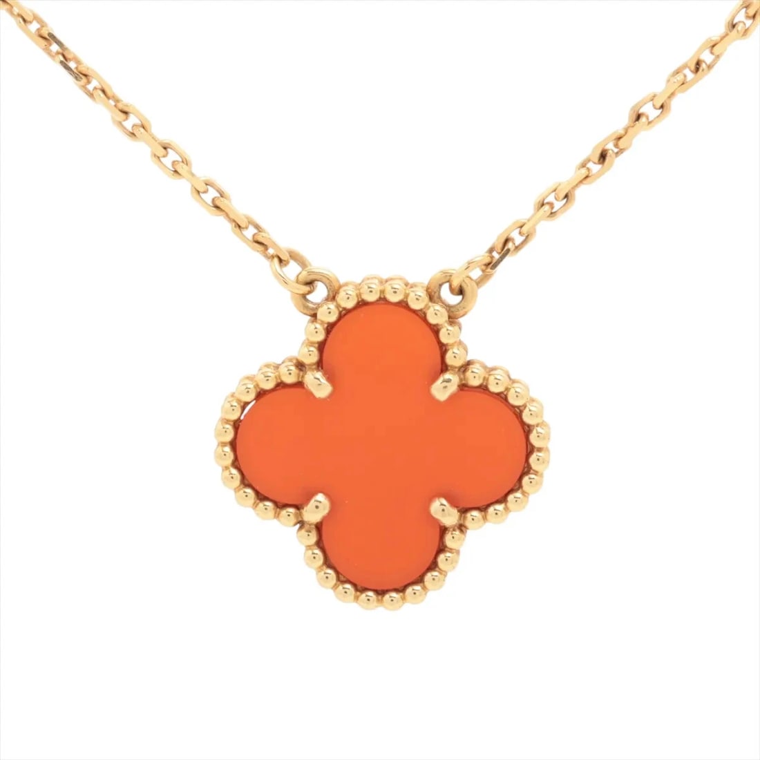 VAN CLEEF & ARPELS ALHAMBRA CARNELIAN NECKLACE: Van Cleef & Arpels Alhambra Carnelian Necklace Brand: Van Cleef & Arpels Type/Style: Necklace Material: 750(YG) Color: Not Specified Size: (CM) Chain length:41.6 (Inch) Chain Length:16.4inch Acces