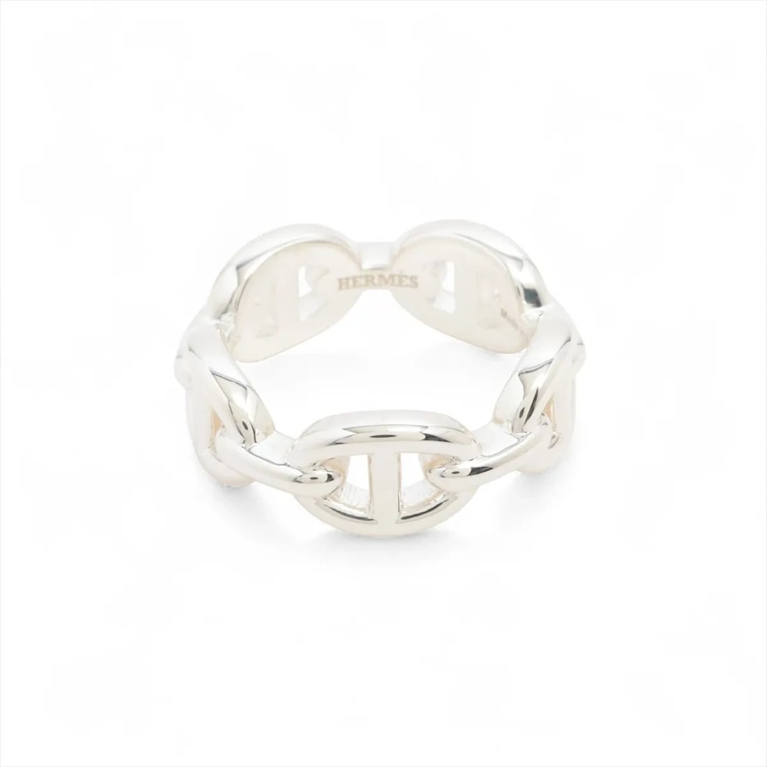HERMES CHAINE D'ANCRE ENCHAINEE RING: Hermes Chaine d'Ancre Enchainee Ring Brand: Hermès Type/Style: Ring Material: 925 Color: Silver Size: 5.5 - 5.75 US Accessories: None Accessories Notice: When purchasing pre-owned goods, please