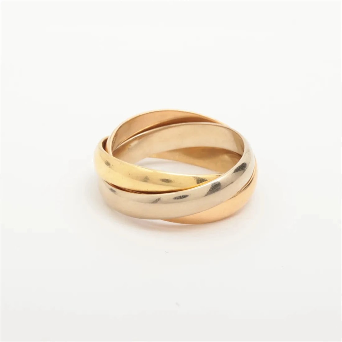 CARTIER TRINITY RING 750: Cartier Trinity Ring 750 Brand: Cartier Type/Style: Ring Material: 750(YG×PG×WG) Color: Not Specified Size: 5.25 - 5.5 US Accessories: None Accessories Notice: When purchasing pre-owned goods,