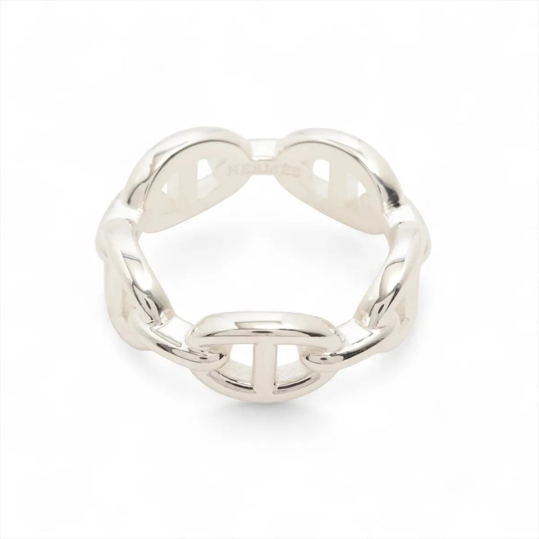 HERMES CHAINE D'ANCRE ENCHAINEE RING: Hermes Chaine d'Ancre Enchainee Ring Brand: Hermès Type/Style: Ring Material: 925 Color: Silver Size: 6.25 - 6.5 US Accessories: None Accessories Notice: When purchasing pre-owned goods, p
