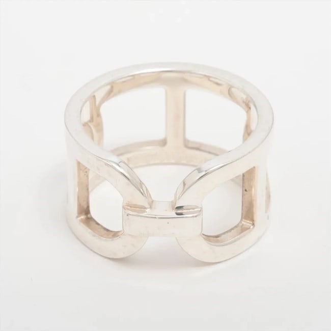 HERMES EVER CHAINE D'ANCRE RING: Hermes Ever Chaine D'Ancre Ring Brand: Hermès Type/Style: Ring Material: 925 Color: Silver Size: 5.25 US Accessories: None Accessories Notice: When purchasing pre-owned goods, please refer to the
