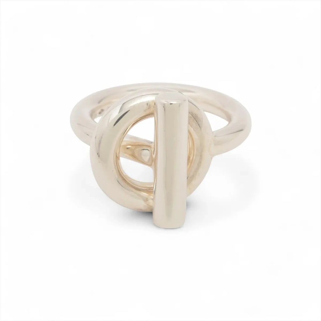 HERMES ECHAPÉ MM RING: Hermes Echapé MM Ring Brand: Hermès Type/Style: Ring Material: 925 Color: Silver Size: 5.25 US Accessories: None Accessories Notice: When purchasing pre-owned goods, please refer to the ph