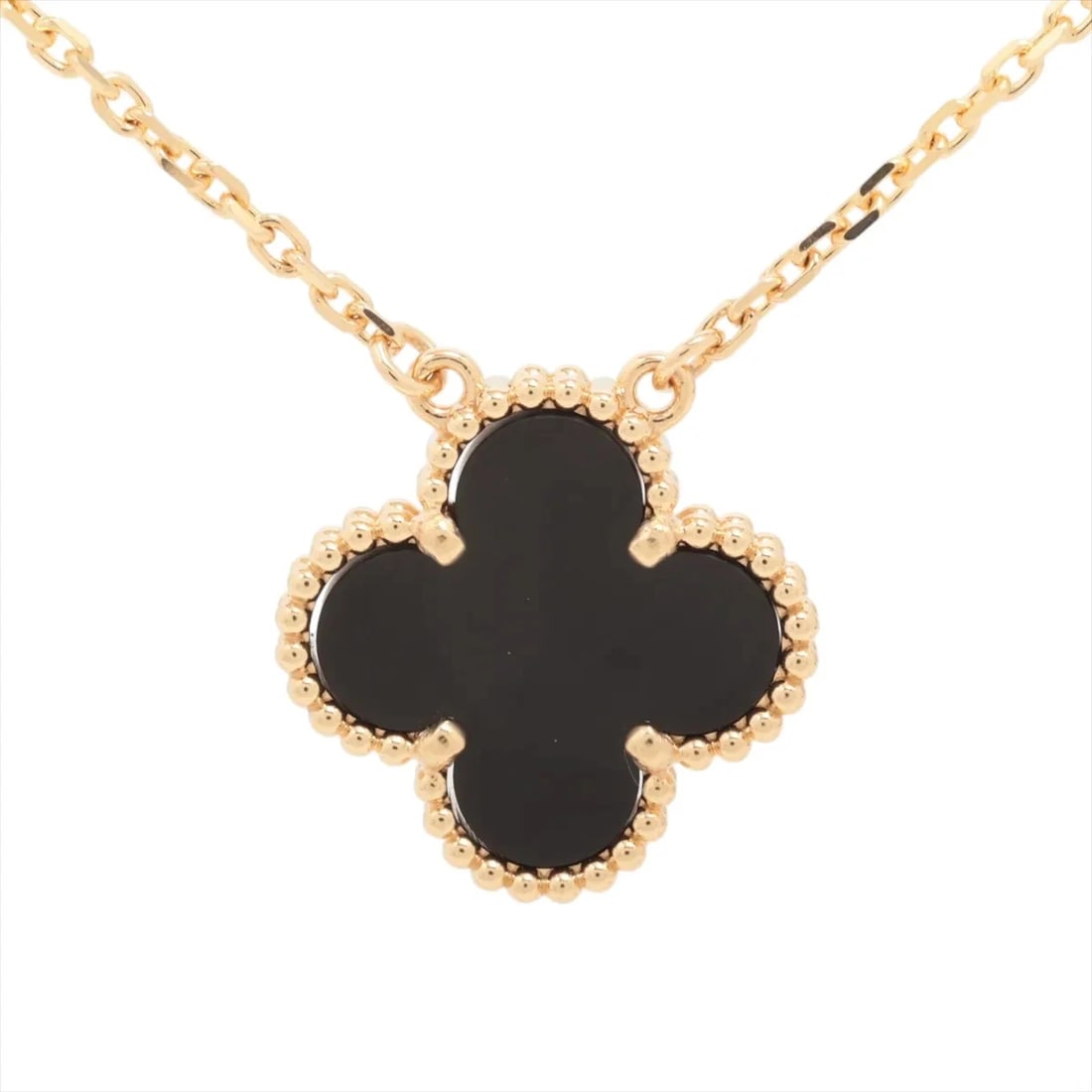 VAN CLEEF & ARPELS ALHAMBRA ONYX NECKLACE: Van Cleef & Arpels Alhambra Onyx Necklace Brand: Van Cleef & Arpels Type/Style: Necklace Material: 18k Yellow Gold Color: Not Specified Size: (CM) Chain length:41.2 (Inch) Chain Length:16.2inch Ac