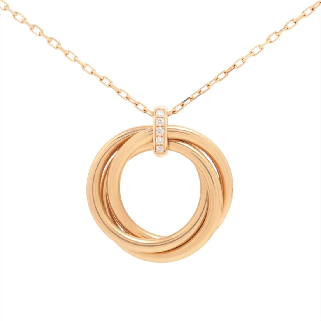 CARTIER TRINITY DIAMOND NECKLACE 750(PG): Cartier Trinity diamond Necklace 750(PG) Brand: Cartier Type/Style: Necklace Material: 18k Pink Gold, Main Stone/Creation Natural Color: Not Specified Size: (CM) Chain length:43 (Inch) Chain