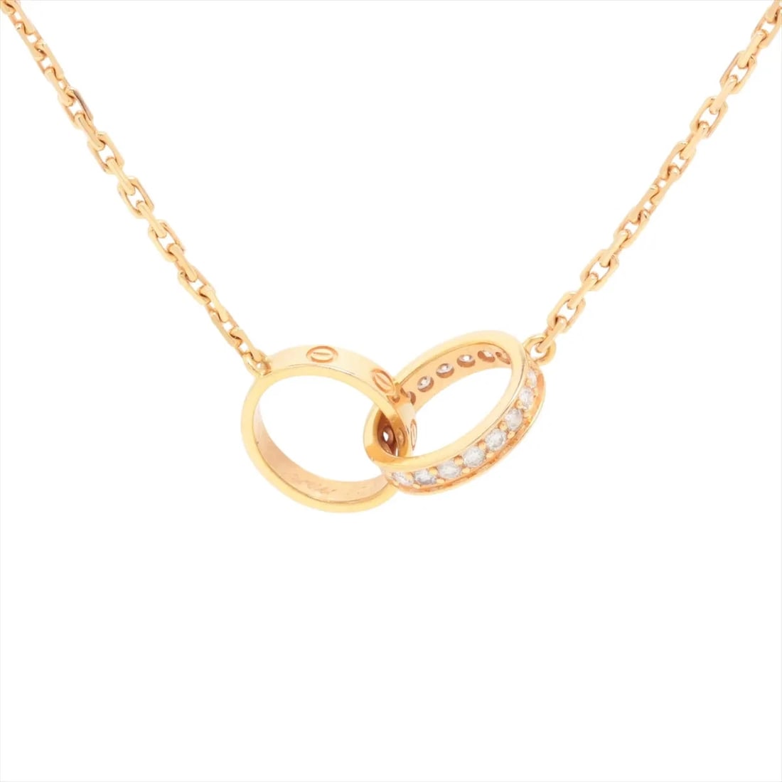 CARTIER BABY LOVE DIAMOND NECKLACE 750(PG): Cartier Baby Love diamond Necklace 750(PG) Brand: Cartier Type/Style: Necklace Material: 18k Pink Gold, Main Stone/Creation Natural Color: Not Specified Size: (CM) Chain length:43.8 (Inch) Chain