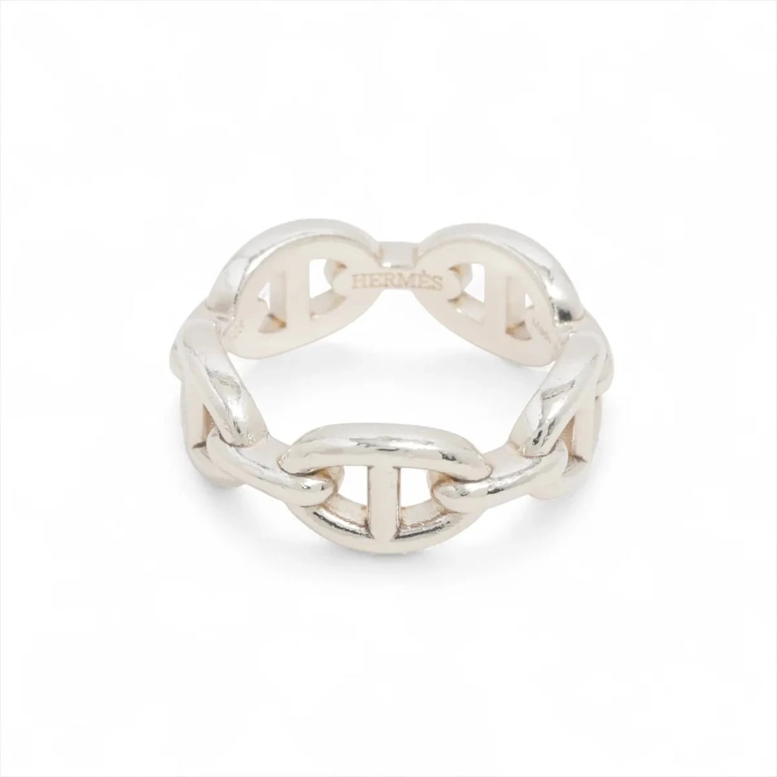 HERMES CHAINE D'ANCRE ENCHAINEE RING 925: Hermes Chaine d'Ancre Enchainee Ring 925 Brand: Hermès Type/Style: Ring Material: 925 Color: Silver Size: 6.25 - 6.5 US Accessories: None Accessories Notice: When purchasing pre-owned goods, please