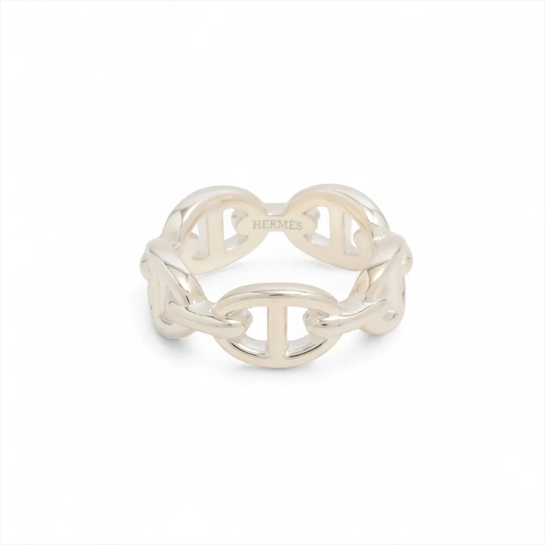 HERMES CHAINE D'ANCRE ENCHAINEE RING 925: Hermes Chaine d'Ancre Enchainee Ring 925 Brand: Hermès Type/Style: Ring Material: 925 Color: Silver Size: 6 US Accessories: None Accessories Notice: When purchasing pre-owned goods, please refer to