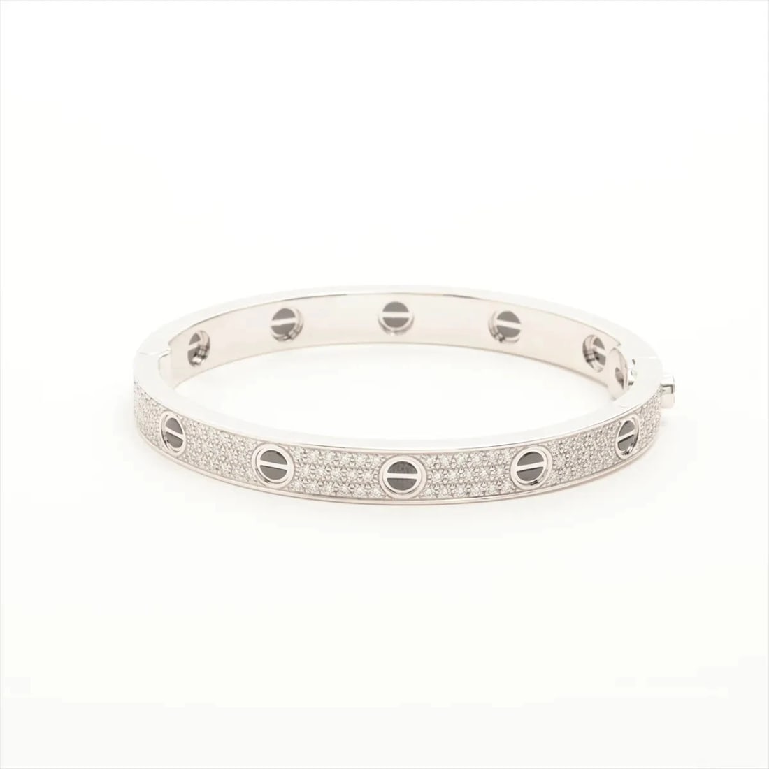 CARTIER LOVE PAVÉ DIAMOND BRACELET: Cartier Love Pavé diamond Bracelet Brand: Cartier Type/Style: Bracelet Material: 750(WG), Main Stone/Creation Natural Color: Not Specified Size: (CM) Bracelet length:16 (Inch) Bracelet