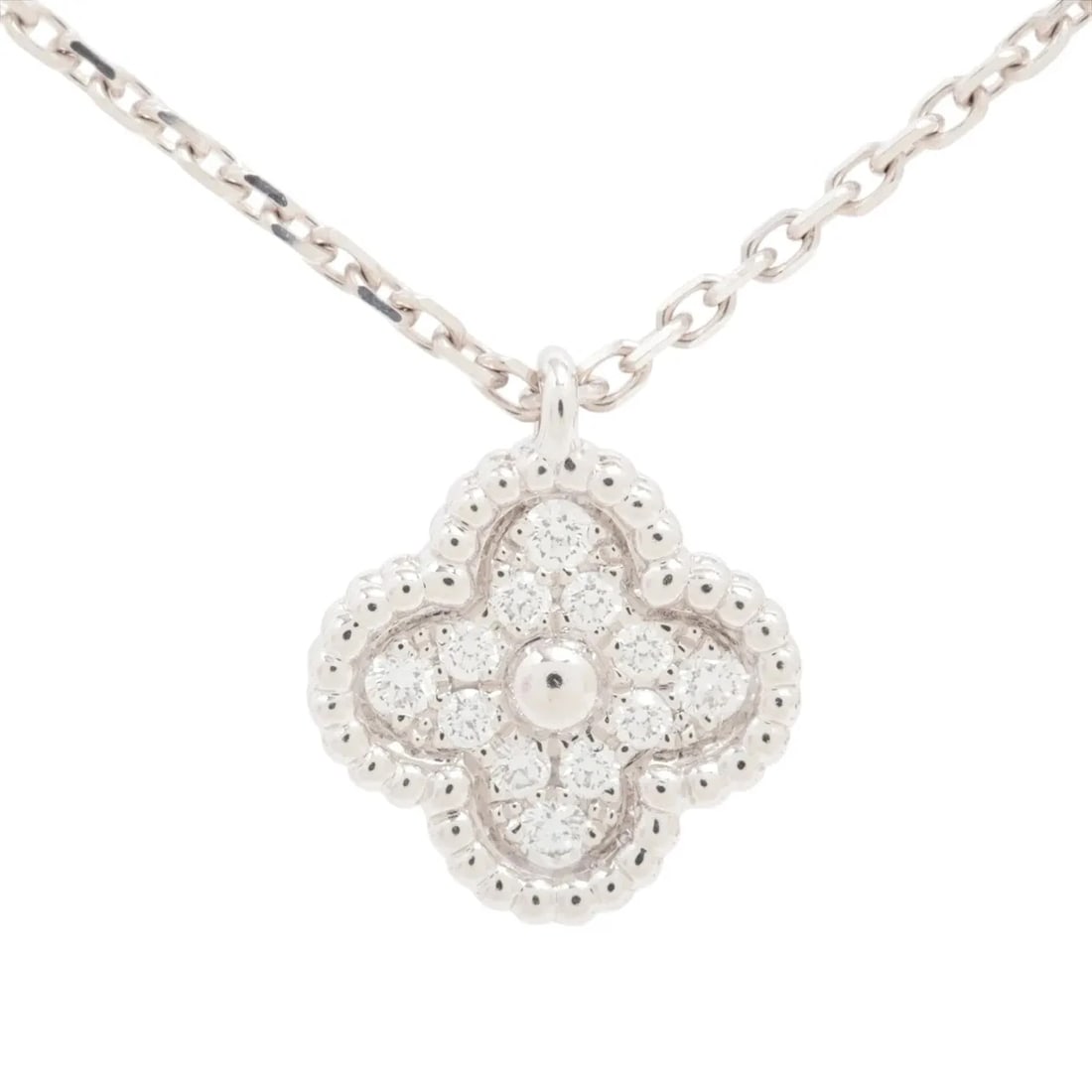VAN CLEEF & ARPELS SWEET ALHAMBRA DIAMOND NECKLACE: Van Cleef & Arpels Sweet Alhambra diamond Necklace Brand: Van Cleef & Arpels Type/Style: Necklace Material: 750(WG), Main Stone/Creation Natural Color: Not Specified Size: (CM) Chain length:40.2