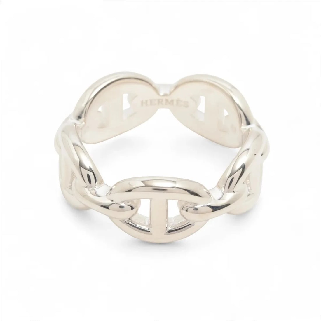 HERMES CHAINE D'ANCRE ENCHAINEE RING: Hermes Chaine d'Ancre Enchainee Ring Brand: Hermès Type/Style: Ring Material: 925 Color: Silver Size: 6 US Accessories: None Accessories Notice: When purchasing pre-owned goods, please refer to the