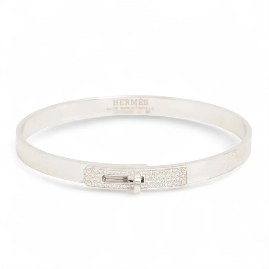 HERMES KELLY DIAMOND BRACELET 750(WG): Hermes Kelly diamond Bracelet 750(WG) Brand: Hermès Type/Style: Bracelet Material: 18k White Gold, Main Stone/Creation Natural Color: Not Specified Size: (CM) Bracelet length:16.8 (Inch) Bracelet