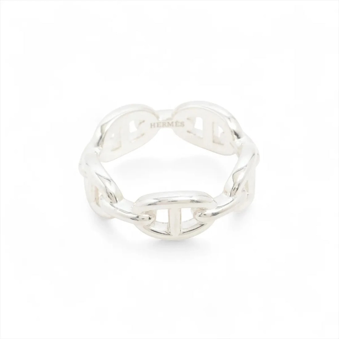 HERMES CHAINE D'ANCRE ENCHAINEE RING: Hermes Chaine d'Ancre Enchainee Ring Brand: Hermès Type/Style: Ring Material: 925 Color: Silver Size: 8.25 - 8.5 US Accessories: None Accessories Notice: When purchasing pre-owned goods, please